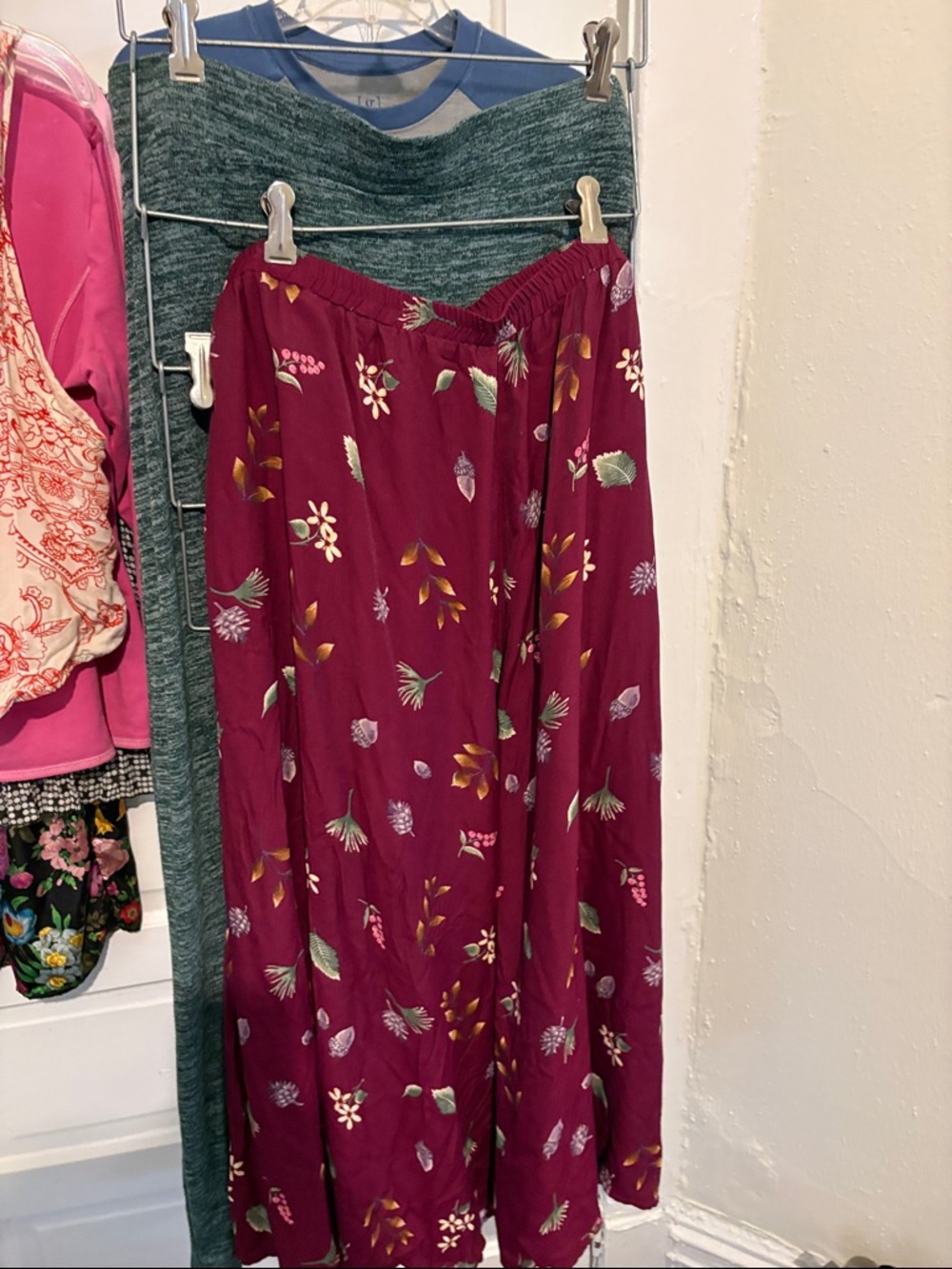 Women's Burgundy Floral Maxi Skirt